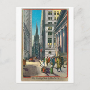 Old Trinity & Wall Street, New York Postcard