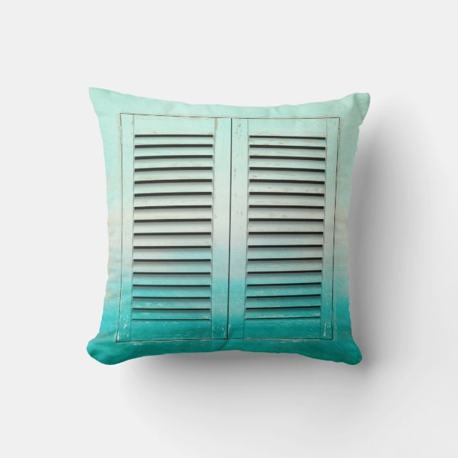 Old tropical colours window shutters throw pillow (Front)