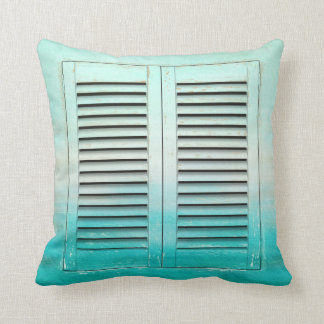 Old tropical colours window shutters throw pillow
