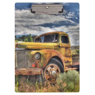 Old truck abandoned in field clipboard