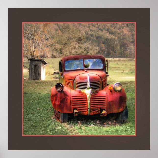 Old Truck and Outhouse Poster (Front)
