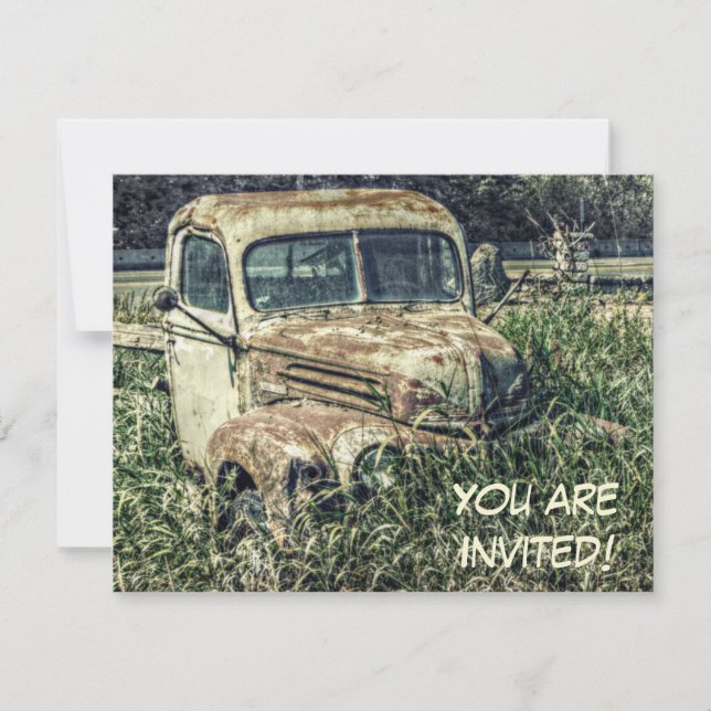 Old Truck in the Grass Personalized Party Invitation (Front)