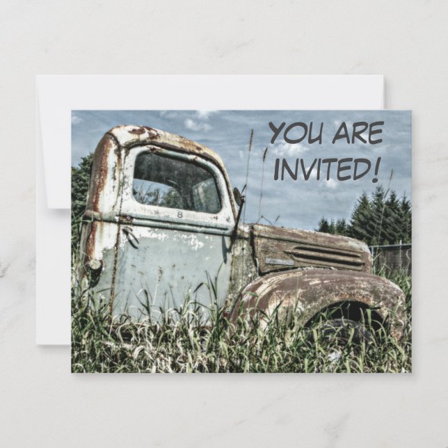 Old Truck Retirement Party Or Milestone Birthday Invitation (Front)