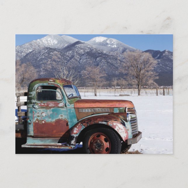 Old truck sitting in the field postcard (Front)