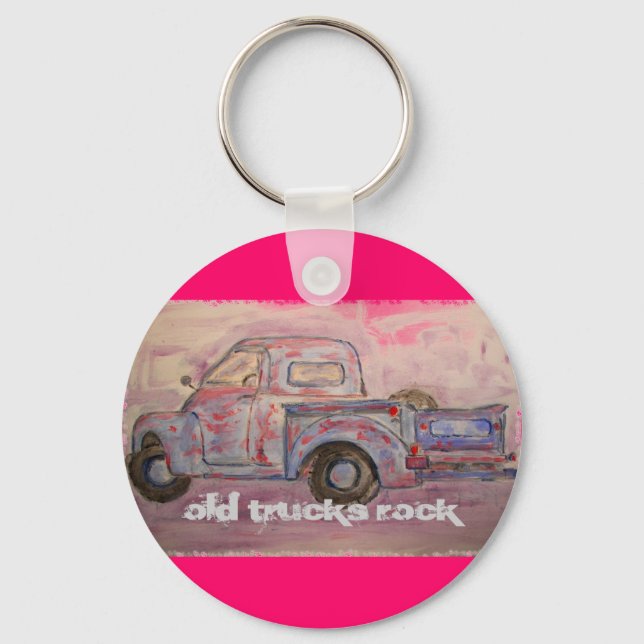 Old Trucks Rock Keychain (Front)