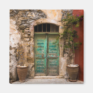 Old Turquoise Door in Crete, Greece Magnet