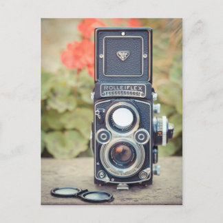 Old twin lens camera postcard