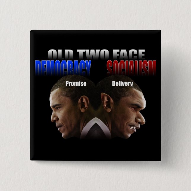 Old Two Face 2 Inch Square Button (Front)