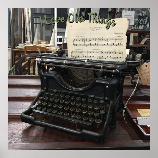 Old Typewriter and Sheet Music Poster (Front)