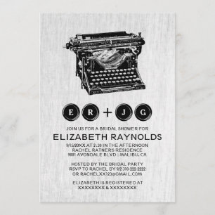 Old Typewriter Keys Bridal Shower Invitations