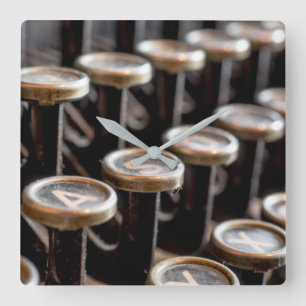 Old Typewriter Keys Square Wall Clock