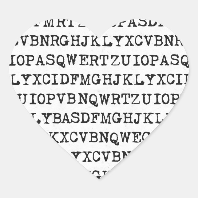 Old typewriter letters heart sticker (Front)
