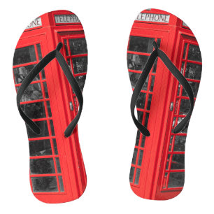 Old UK Telephone Box Flip Flops