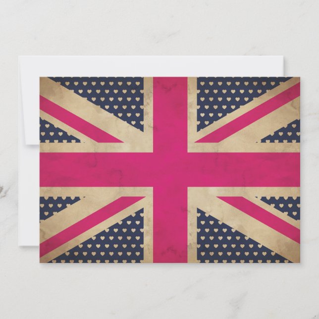 Old Union Jack in Pink Flag Invitation (Front)