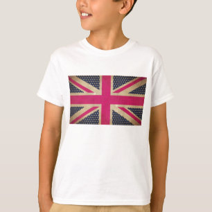 Old Union Jack in Pink Flag Kids Tee Shirt