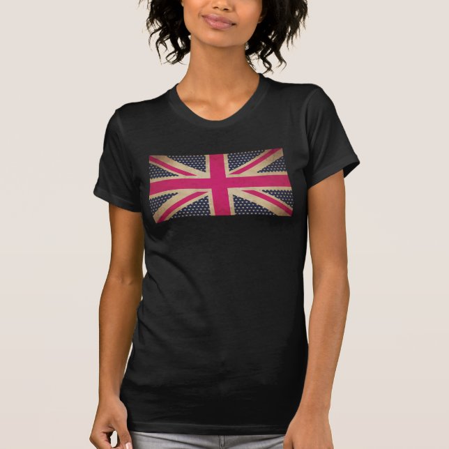 Old Union Jack in Pink Flag Tee Shirt (Front)
