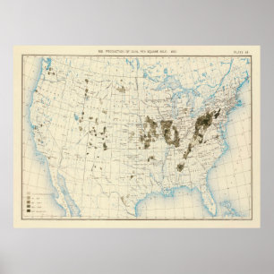 Old US Coal Mining Map (1898)  Poster