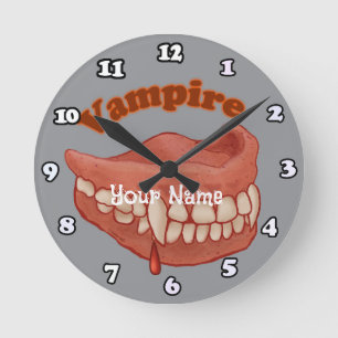 Old Vampire Teeth Round Clock
