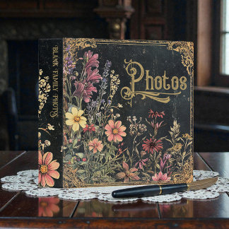 Old Victorian Floral Photo Album Binder