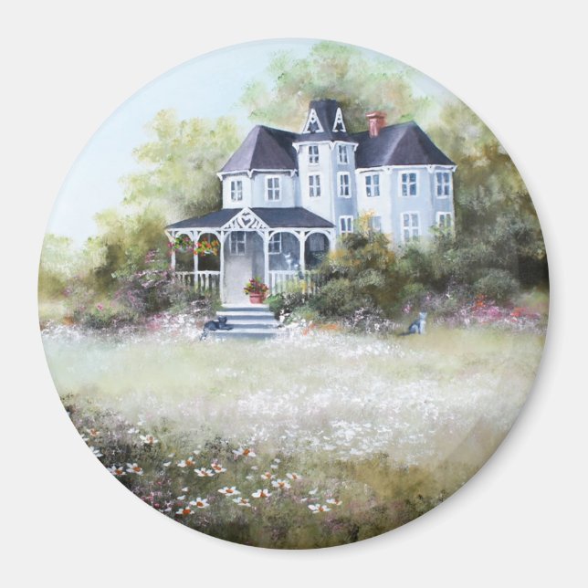 Old Victorian House With Cats Rustic  Country  Magnet (Front)