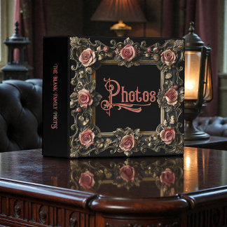 Old Victorian Peach Floral Frame Photo Album Binder