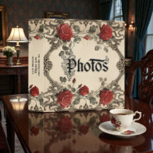 Old Victorian Red Rose Floral Photo Album