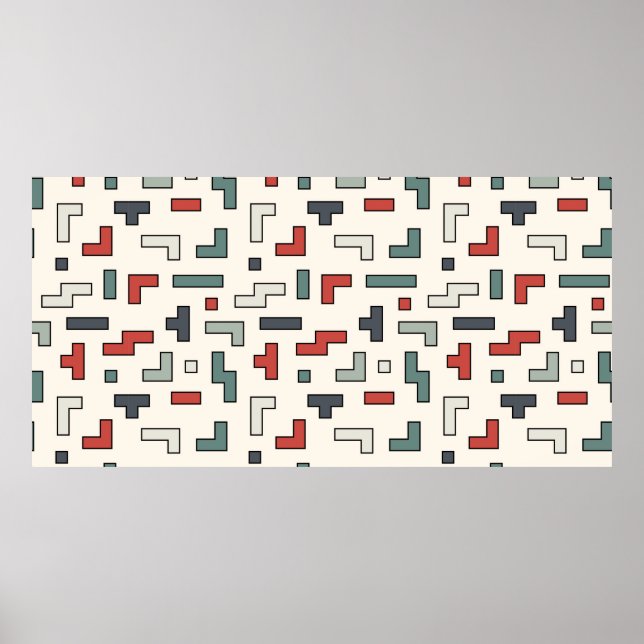 Old video game square seamless pattern,background  poster (Front)