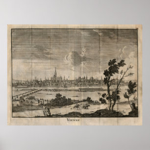 Old Vienna Austria Map (1739) Vintage Wien  Poster