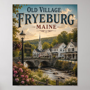 Old Village Fryeburg Maine Vintage Main Street Poster