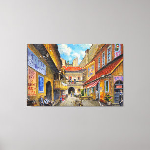 Old Village Town Square Wall Art