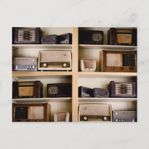 Old Vintage 1950's Radios on Shelves Postcard