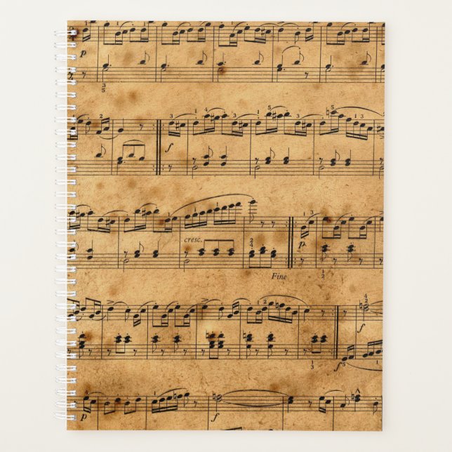 Old Vintage Antique Music Sheet-15 Planner (Front)