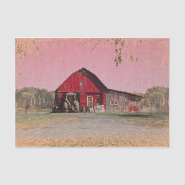 Old Vintage Antique Rustic Red Barn Tissue Paper (Front)