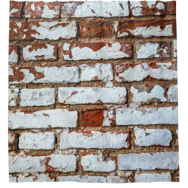 Old vintage brick wall with sprinkled white plaste (Front)