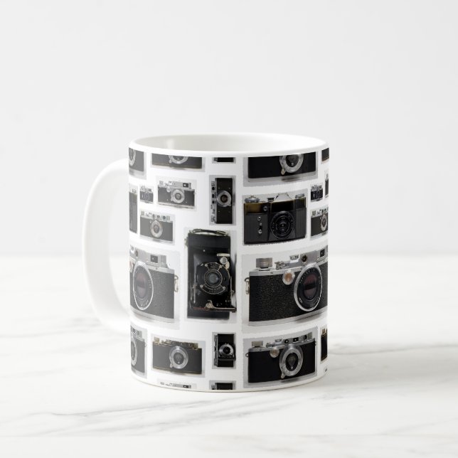 Old Vintage Cameras in Bulk white Mug (Front Left)