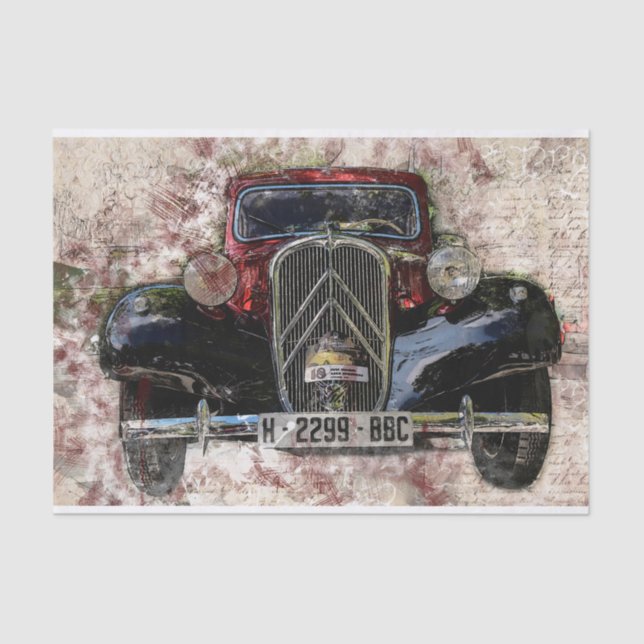 Old Vintage Car Decoupage Tissue Paper (Front)