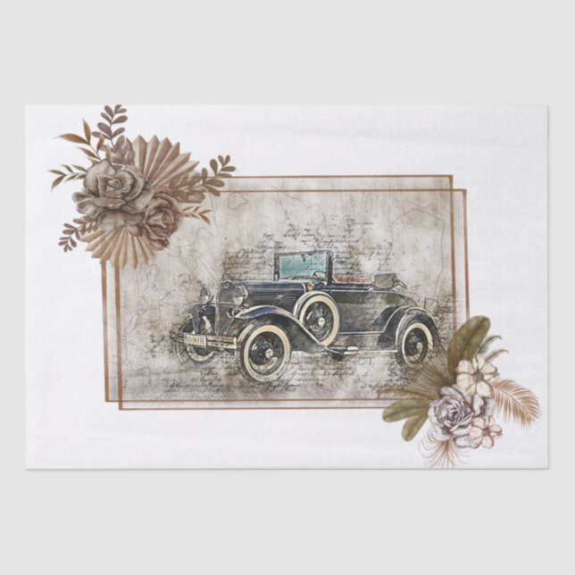 Old Vintage Classic Boho Car Decoupage Tissue Paper (Front)