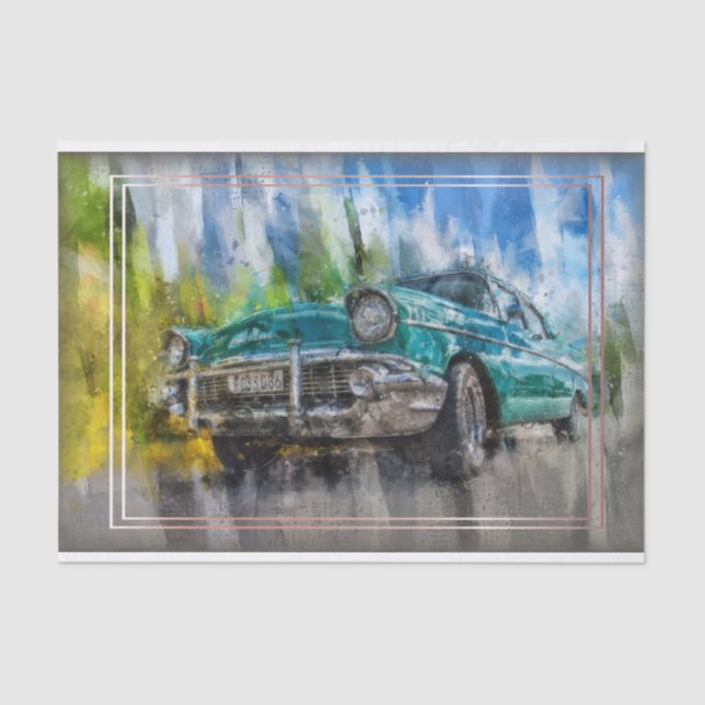 Old Vintage Classic Car Decoupage Tissue Paper (Front)