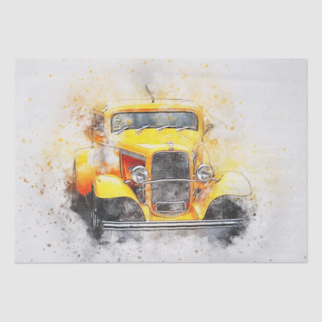 Old Vintage Classic Car Decoupage Tissue Paper (Front)