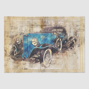 Old Vintage Classic Car Decoupage Tissue Paper