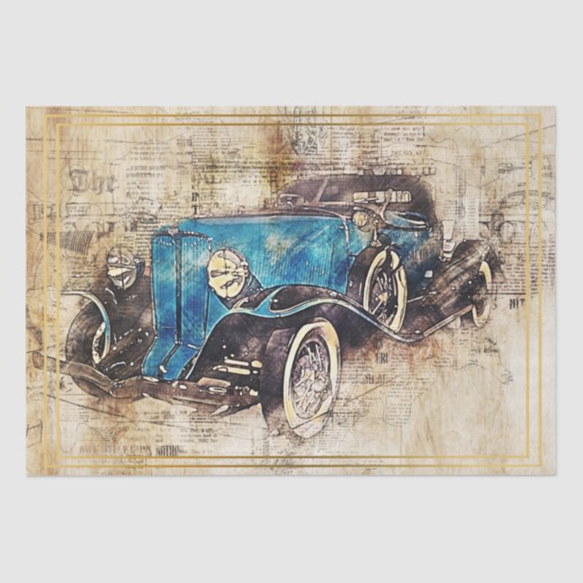 Old Vintage Classic Car Decoupage Tissue Paper (Front)