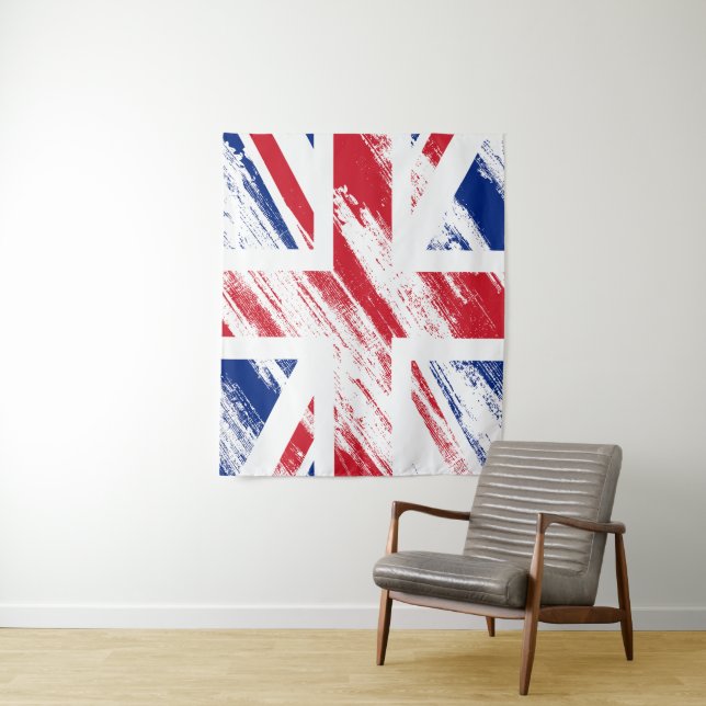 Old Vintage Grunge United Kingdom Flag Tapestry (In Situ)