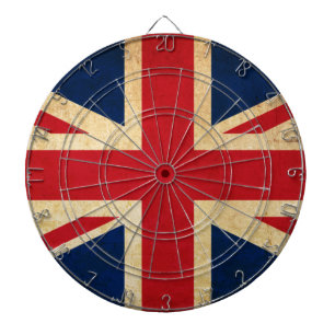 Old Vintage Grunge United Kingdom Flag Union Jack Dartboard
