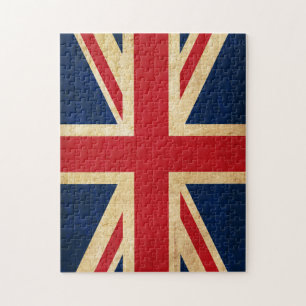 Old Vintage Grunge United Kingdom Flag Union Jack Jigsaw Puzzle