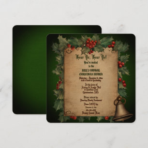 Old Vintage Holly  Christmas Dinner Invitation