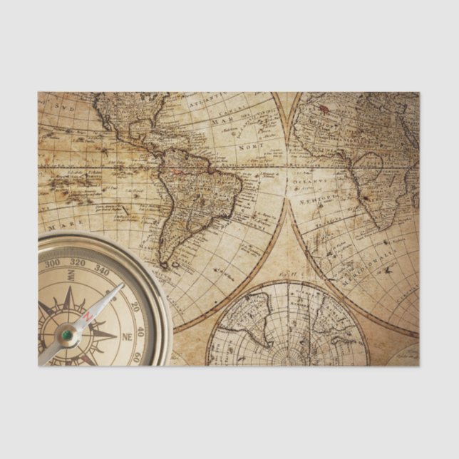 old vintage map party Tissue Paper (Front)