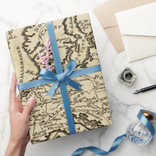 Old Vintage map party wrapping paper