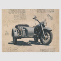 Old Vintage Motorcycle Decoupage