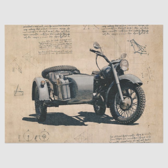 Old Vintage Motorcycle Decoupage Tissue Paper (Front)