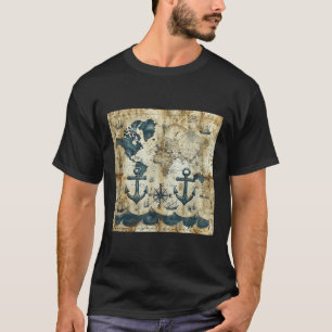 Old Vintage Nautical Pirate Sailboat Anchor Sea Oc T-Shirt
